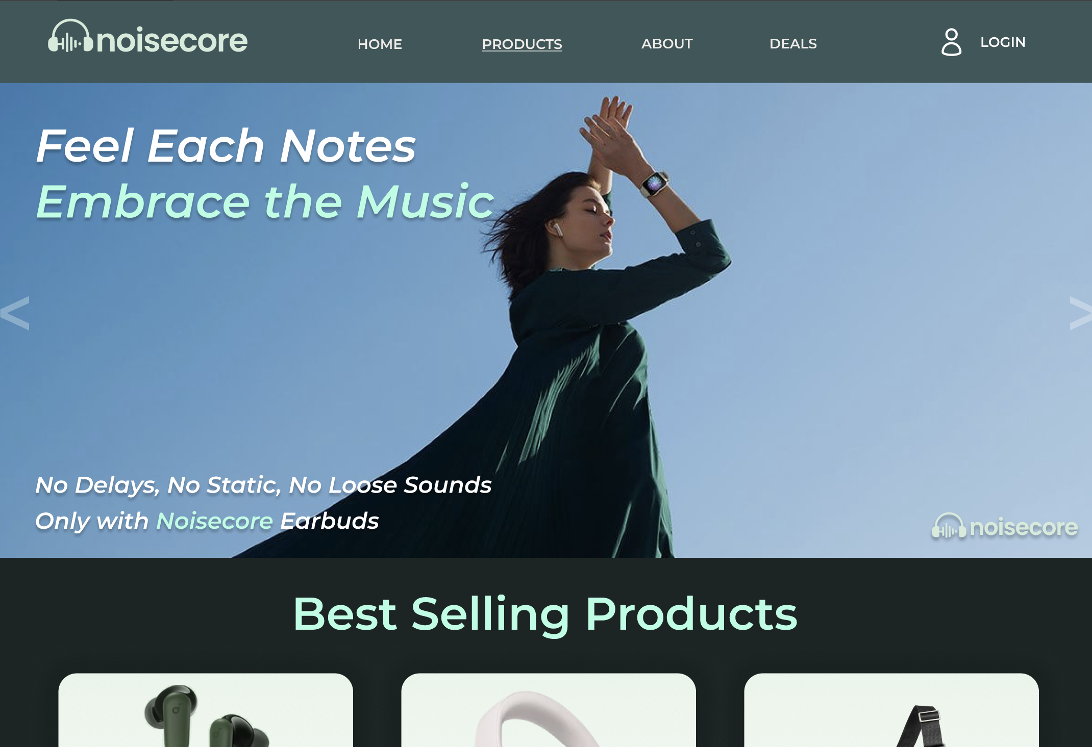 NoiseCore products page design in Figma